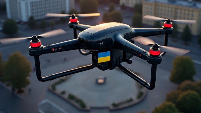 Ilustrasi drone ukraina. (Meta AI)
